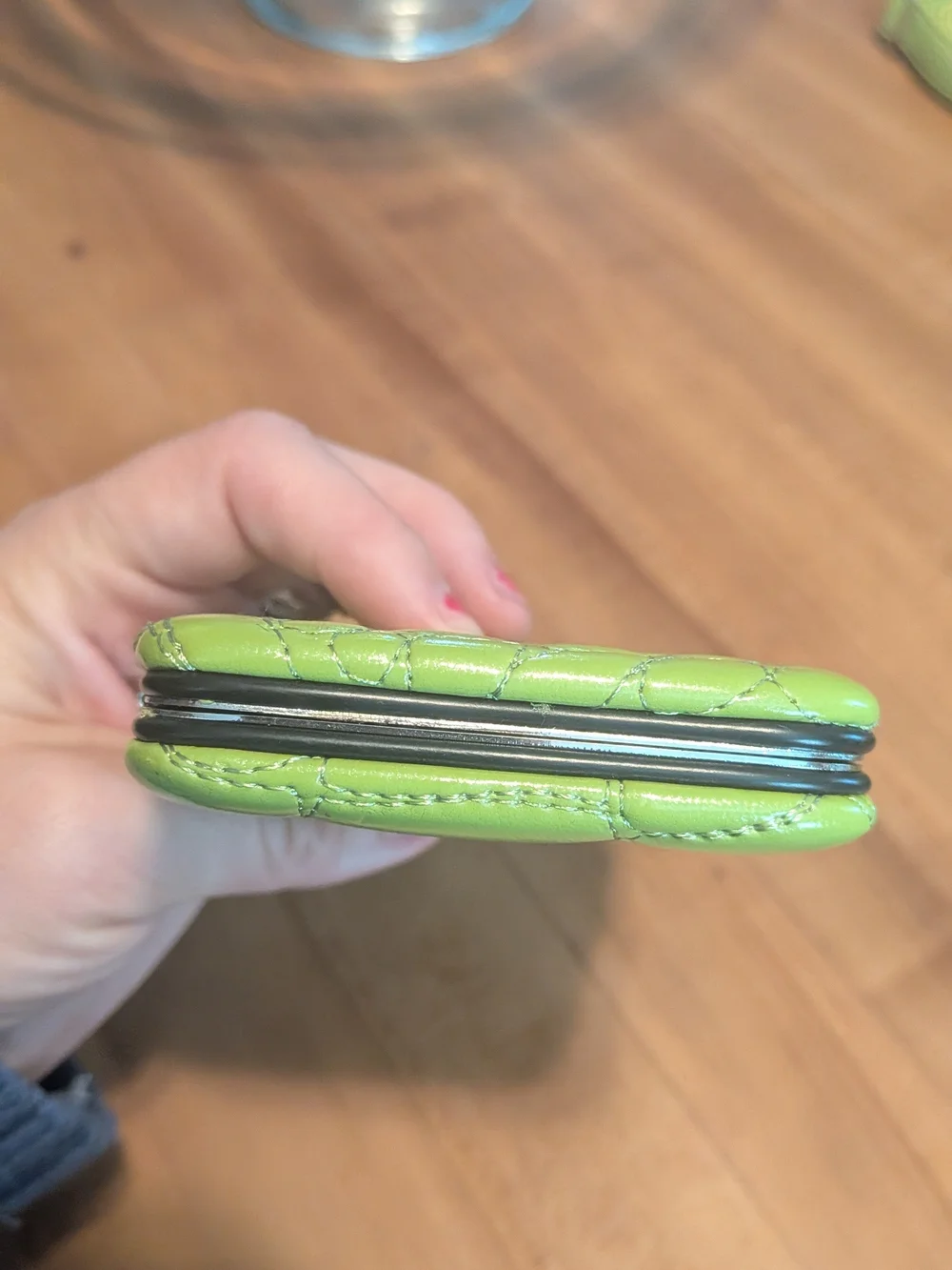 Kristine Accessories Green Quilted Kiss-Lock Wallet